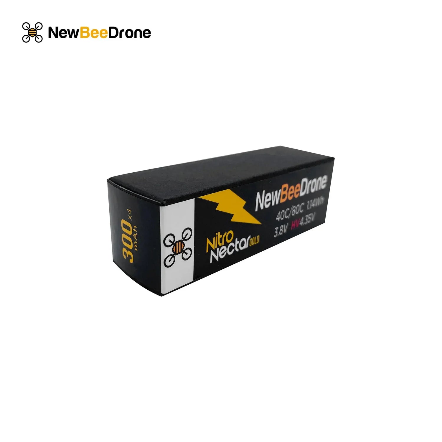 NewBeeDrone Nitro Nectar Gold 300mAh 1S HV LiPo Battery (4-Pack)