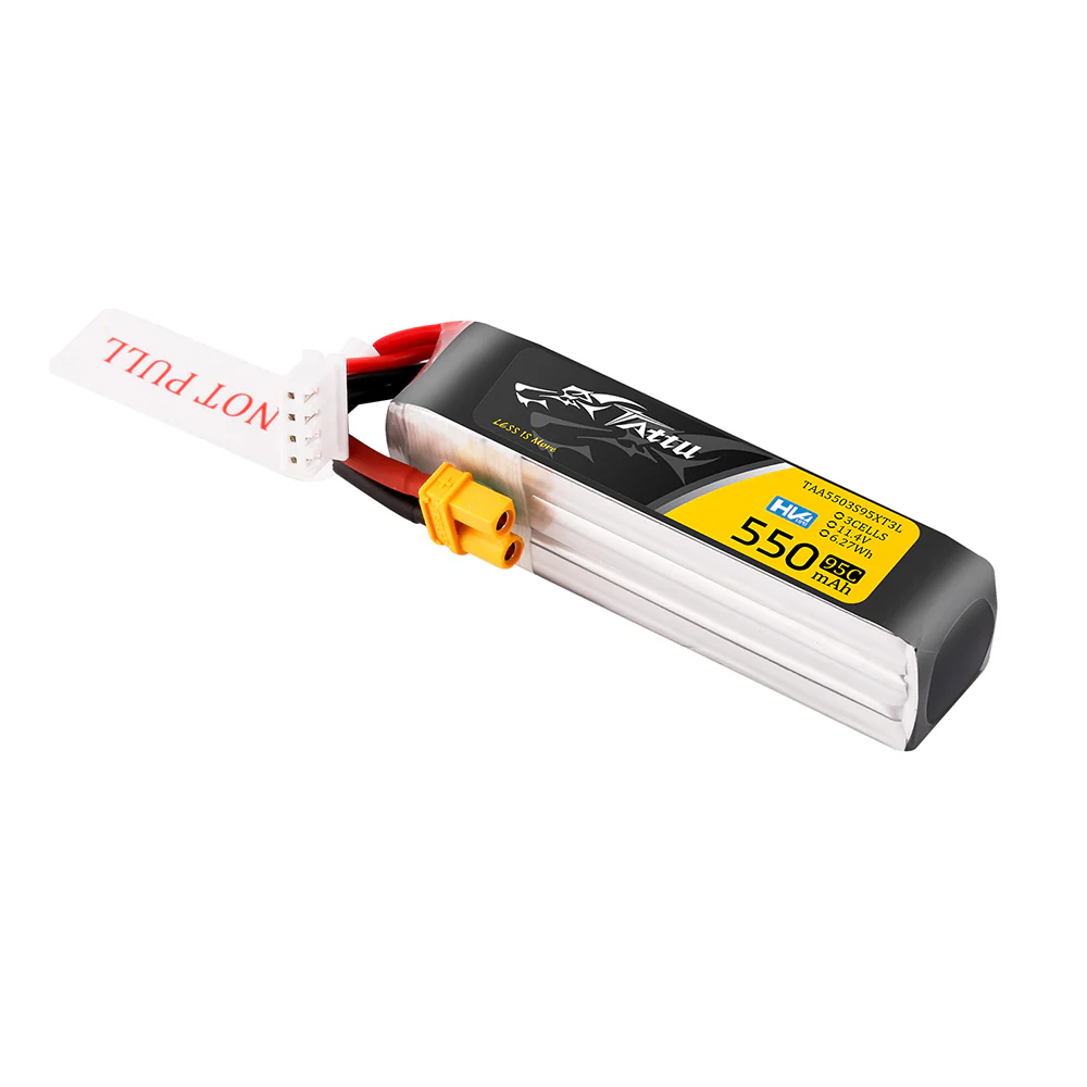 Tattu 550mAh 3S 95C 11.4V HV Lipo Battery Long Pack with XT30 Plug