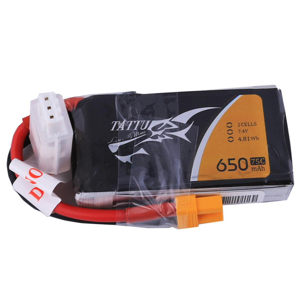 Batterie Lipo Tattu 650mAh 2S 75C 7.4V avec prise XT30
