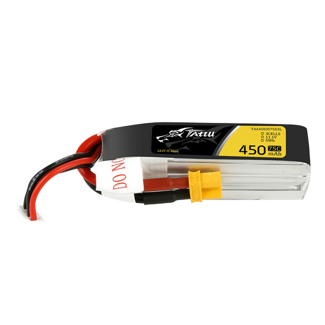 Tattu 450mAh 3S 11.1V 75C Lipo Battery Pack With XT30 Plug - Long Size For H Frame - DroneDynamics.ca