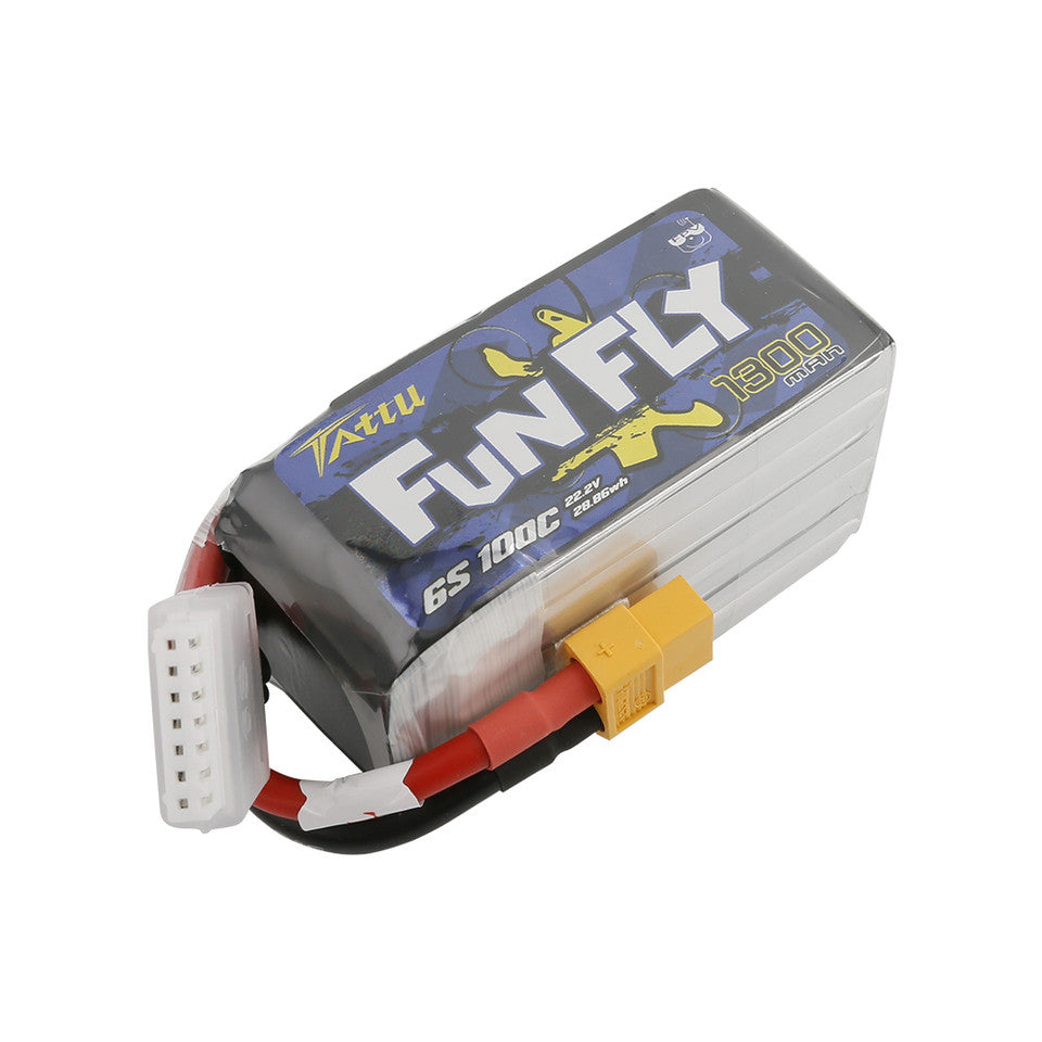 Tattu 1300mAh 6S 100C 22.2V FunFly lipo battery pack with XT60 Plug