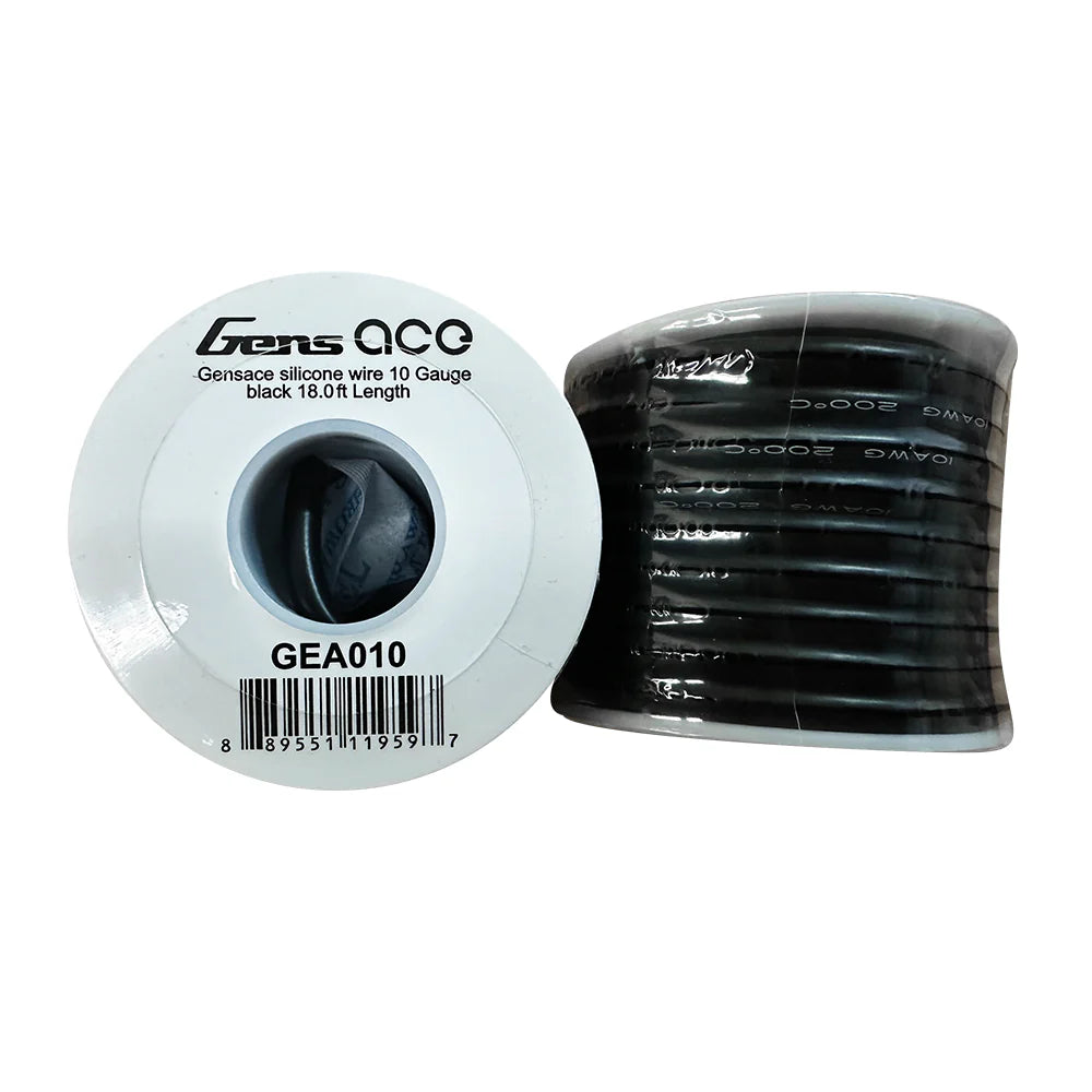 GensAce Silicone Wire 10 Gauge Black 18.04ft Length