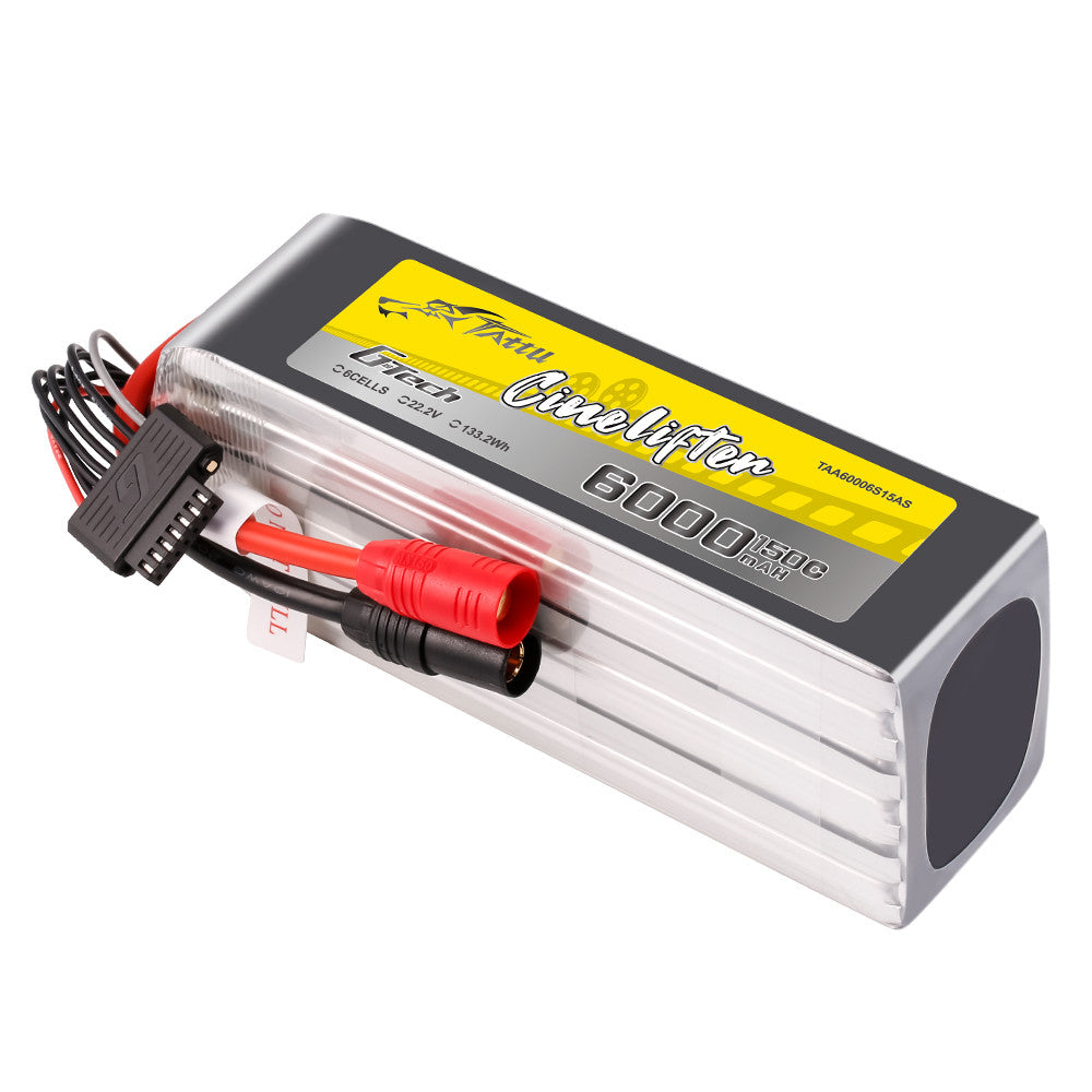 Tattu G-Tech 6000mAh 6S 150C Lipo Battery Pack with AS150 Plug
