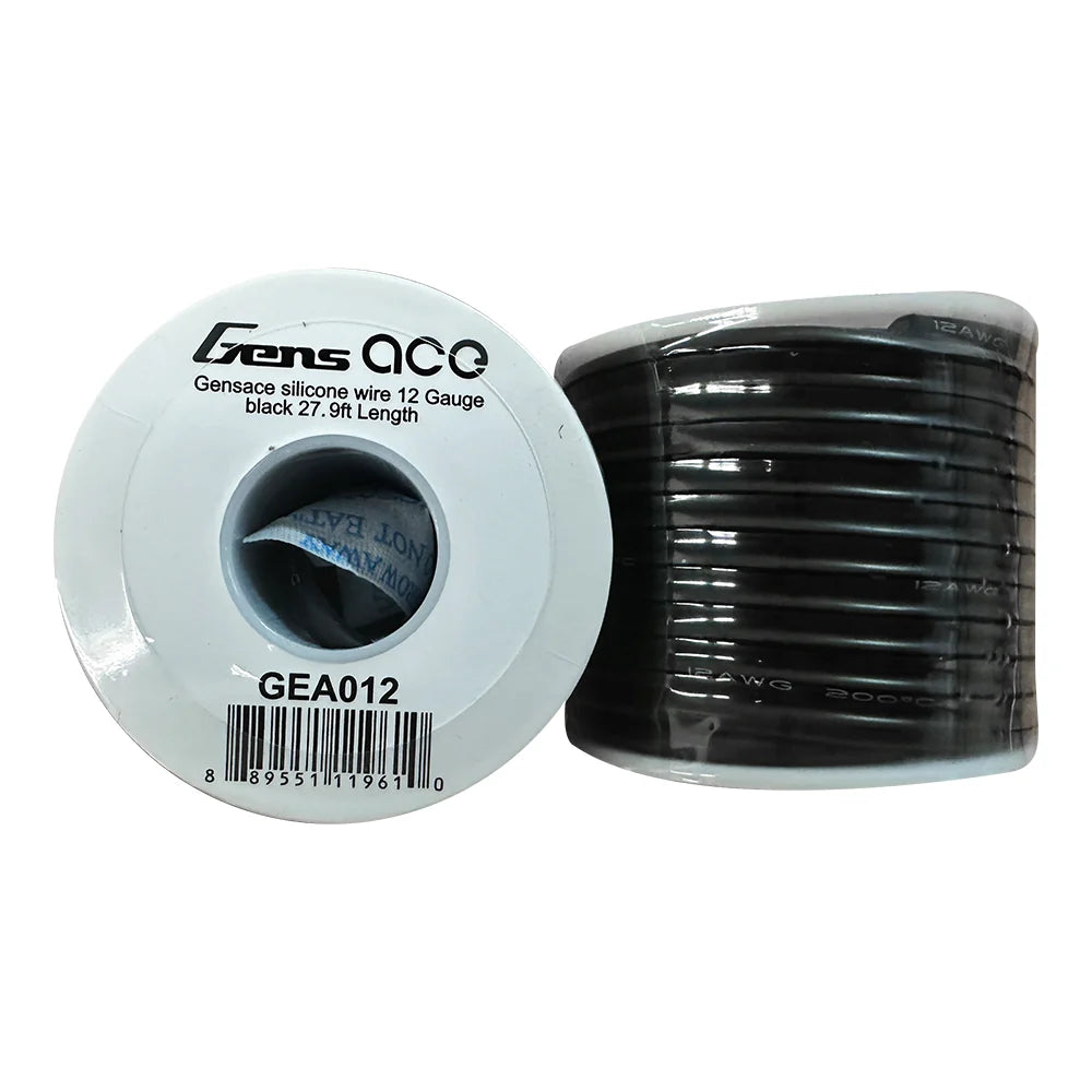 GensACE silicone wire 12 Gauge black 27.9ft Length