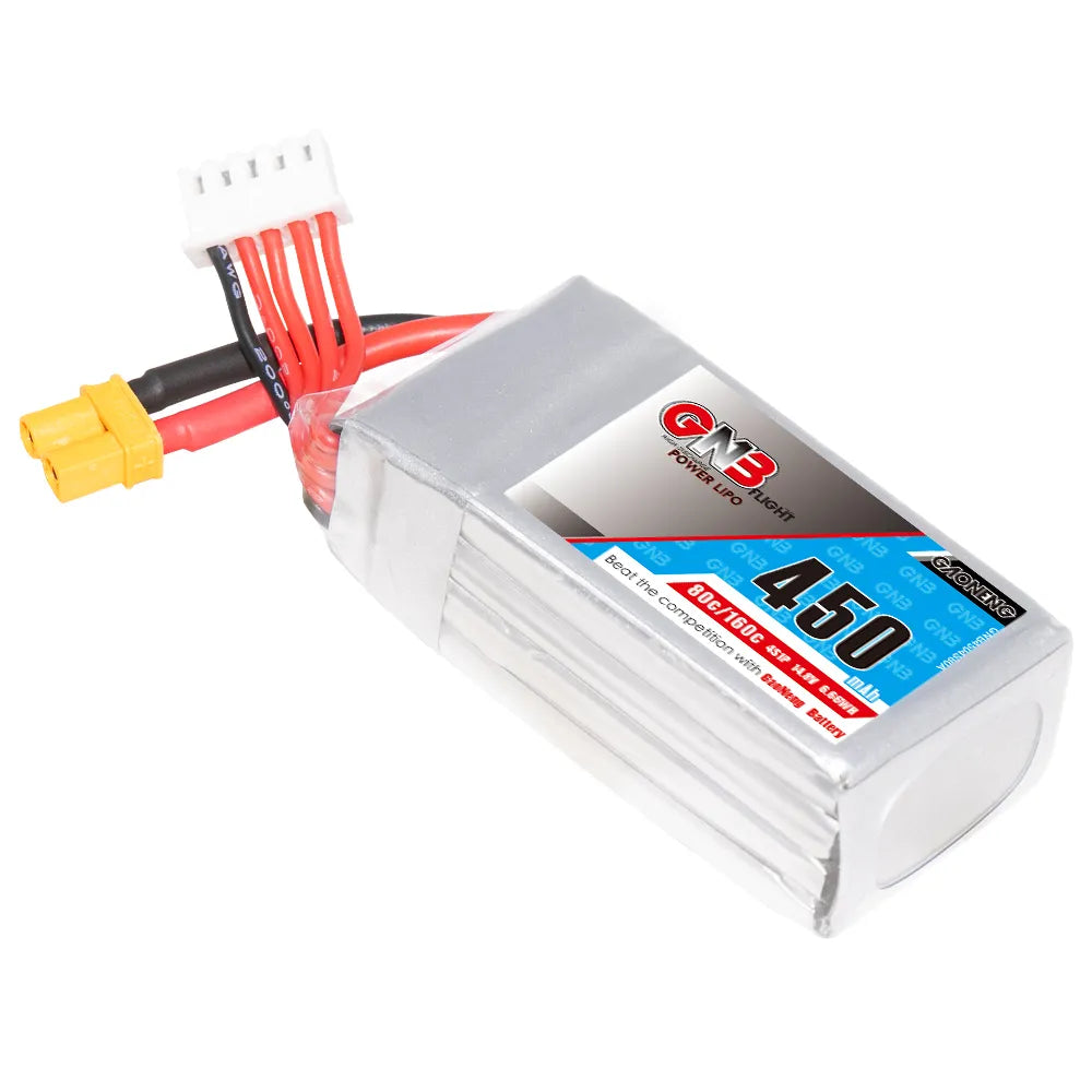 GNB 4S 14.8V 450mAh 80C XT30 LiPo Battery Square Type