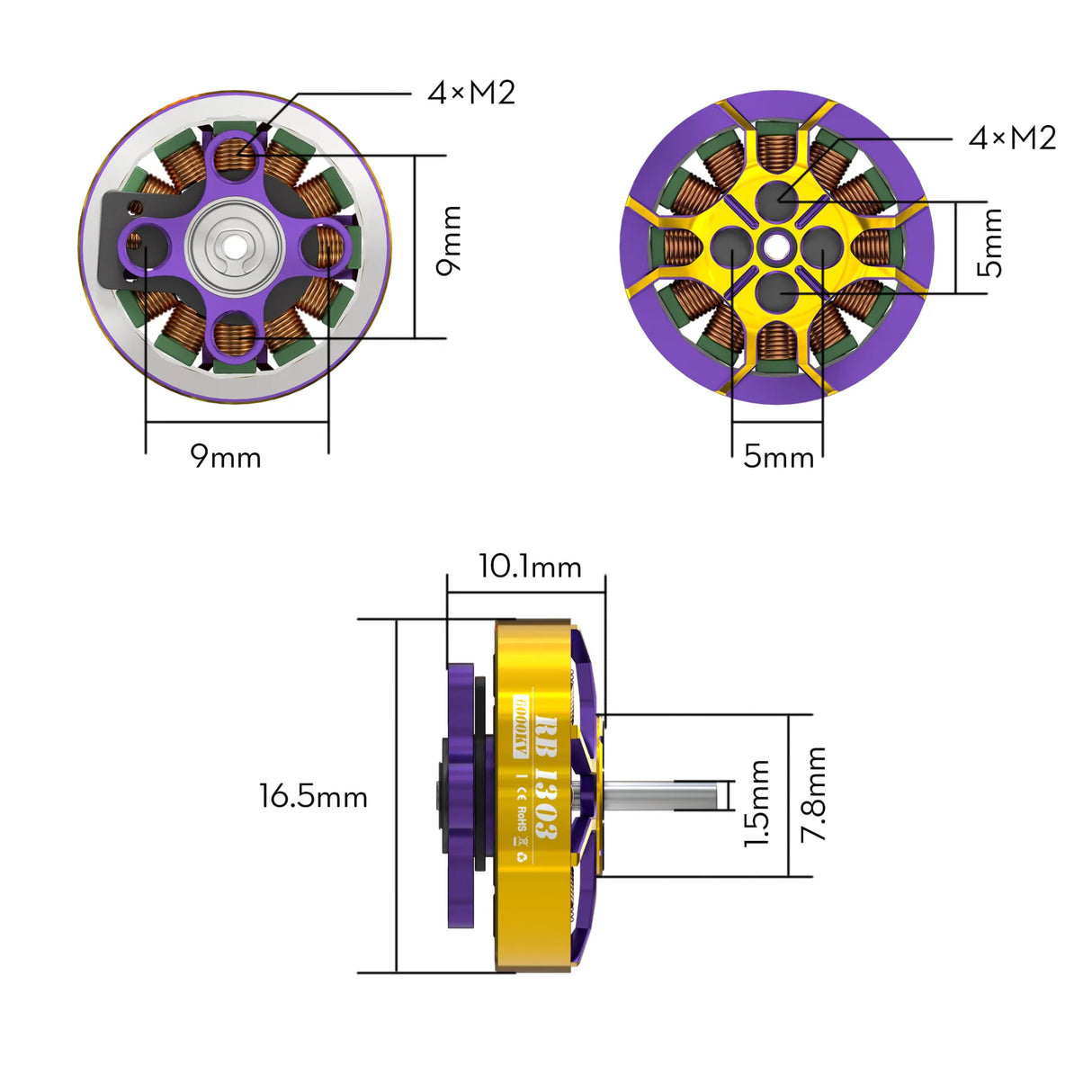 Flywoo ROBO 1303 6000KV 2-4S Motor