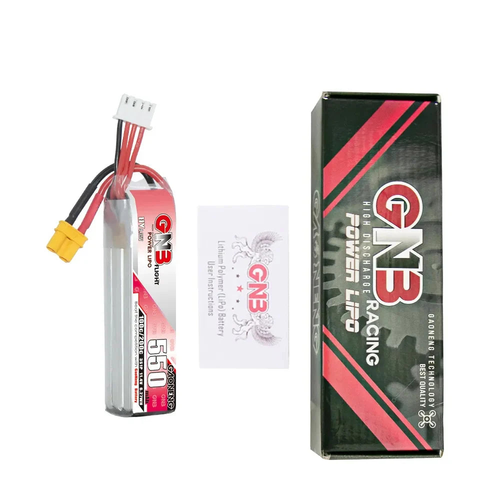 GAONENG GNB LiHV 3S 11.4V 550mAh 100C XT30 LiPo Battery Long Type