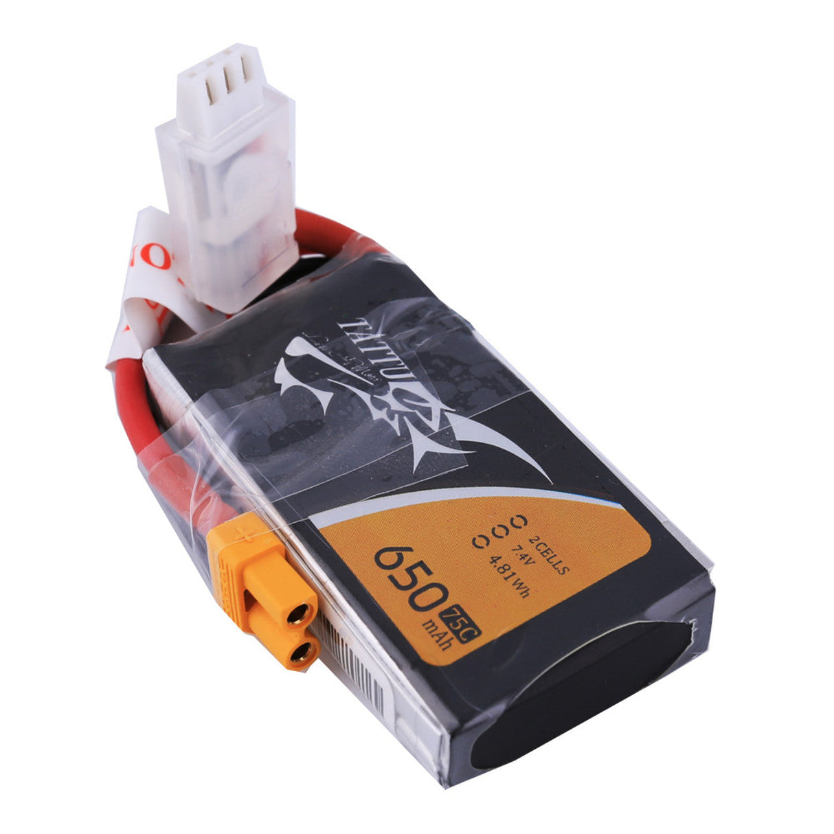 Batterie Lipo Tattu 650mAh 2S 75C 7.4V avec prise XT30