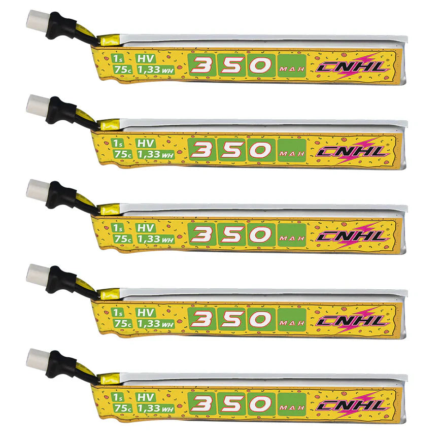 CNHL Pizza Series 350mAh 3.8V 1S 75C Lipo Battery with BT2.0 (5-Pack)