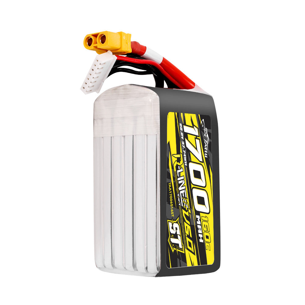 Tattu R-Line Version 6.0 1700mAh 160C 6S 22.2V ST Lipo Battery Pack with XT60 Plug