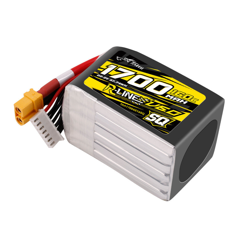 Tattu R-Line Version 6.0 1700mAh 160C 6S 22.2V SQ Lipo Battery Pack with XT60 Plug