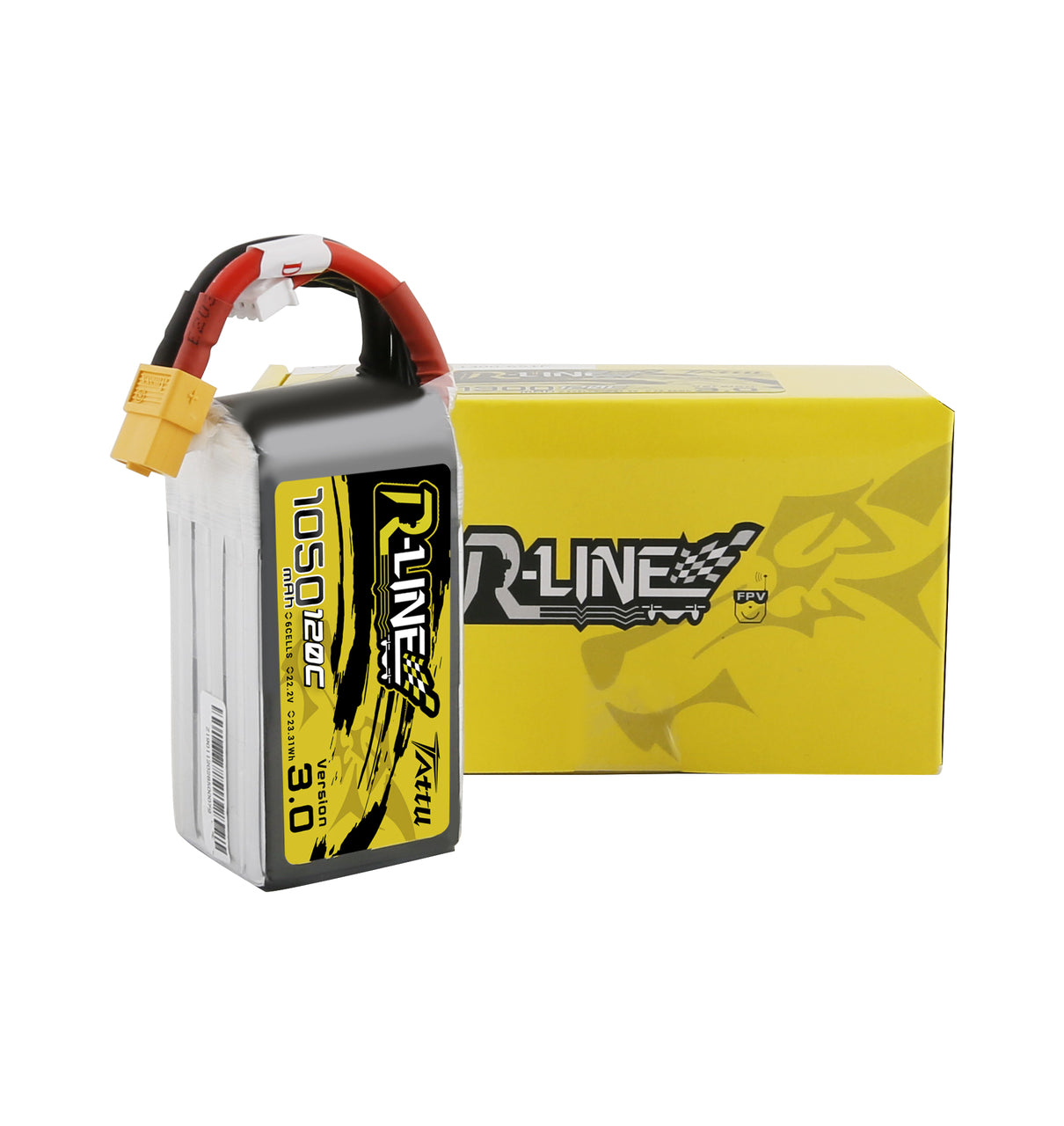 Tattu R-Line Version 3.0 1050mAh 22.2V 120C 6S1P Lipo Battery Pack with XT60 Plug - DroneDynamics.ca
