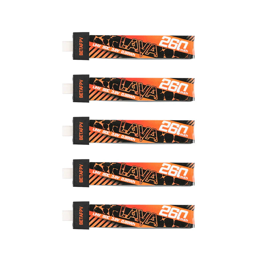 BetaFPV LAVA 1S 260mAh 80C Battery (5-Pack)