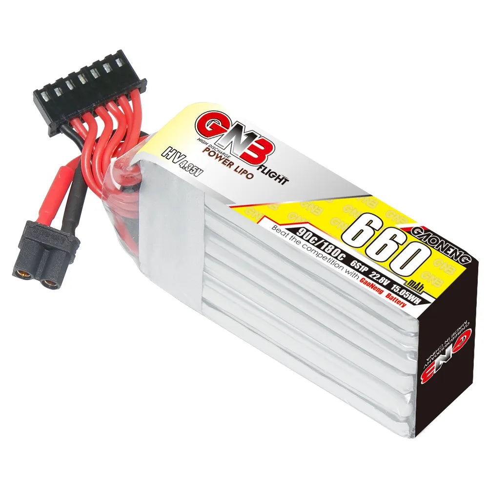 GNB LiHV 6S 22.8V 660mAh 90C XT30 LiPo Battery Long Type