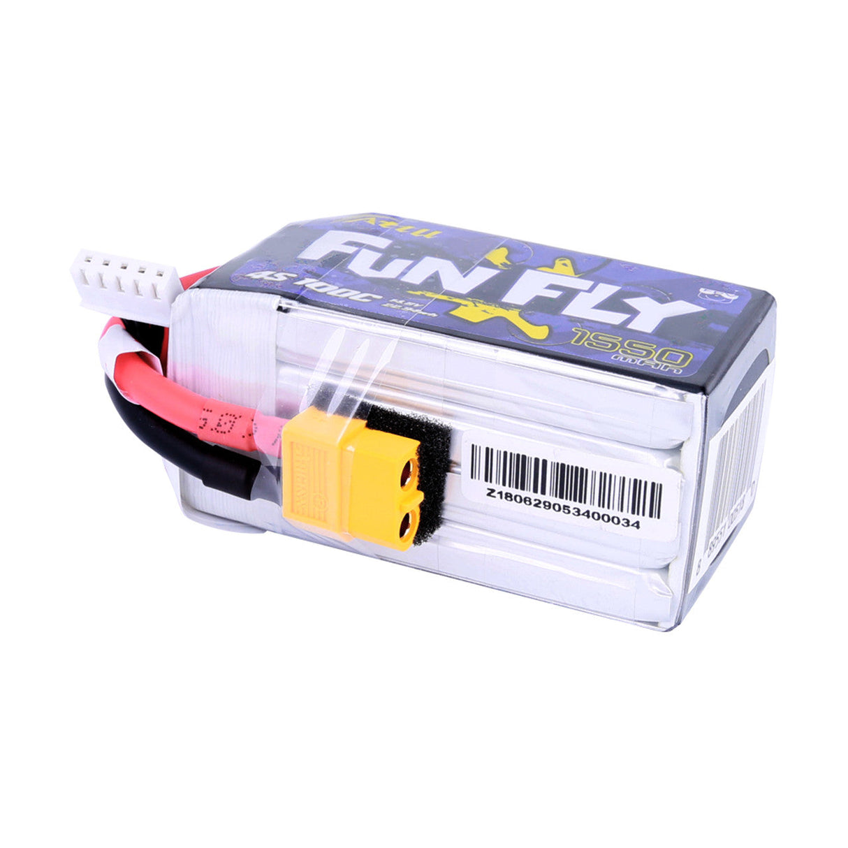 Tattu 1550mAh 4s 100C 14.8V FunFly lipo battery pack with XT60 Plug