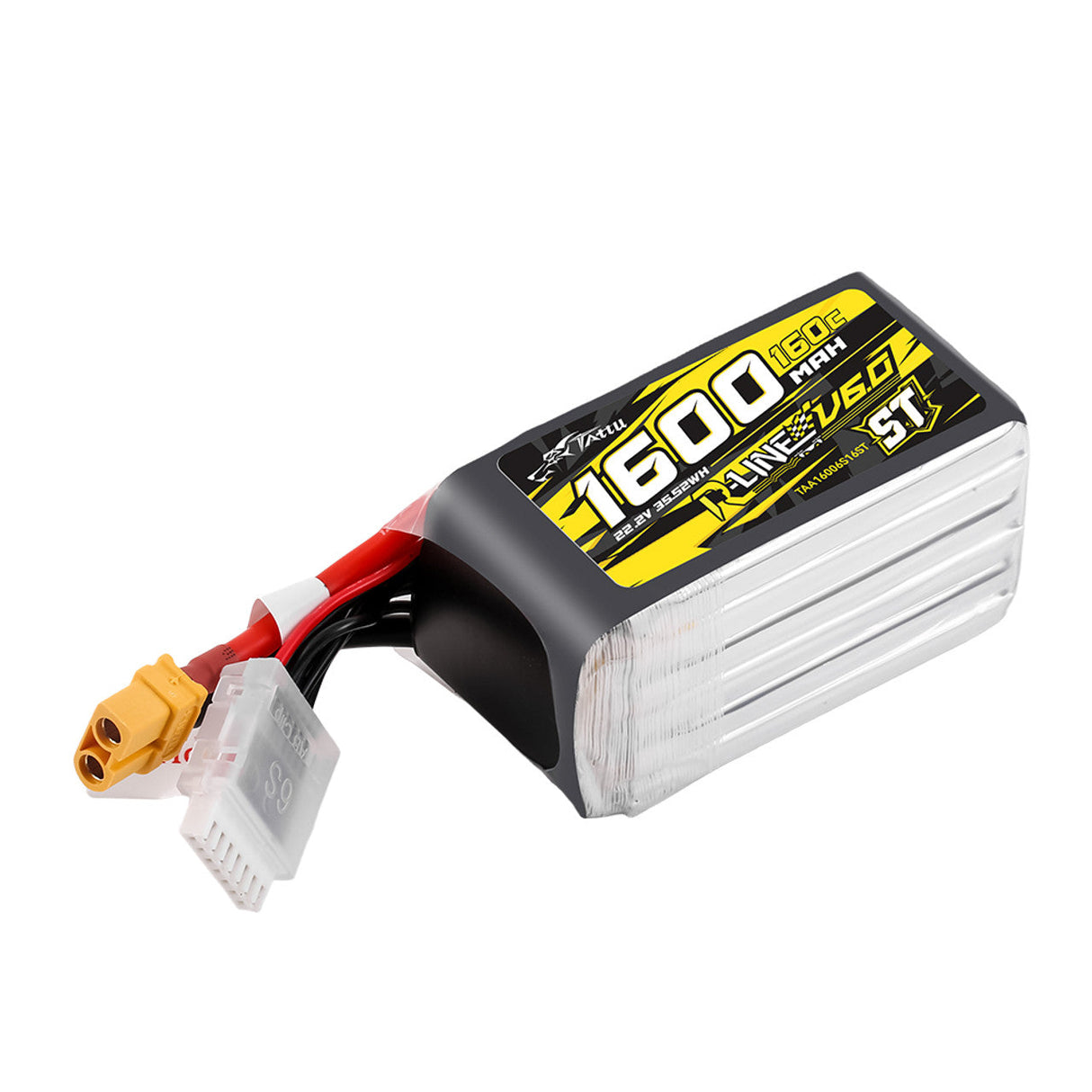 Tattu R-Line Version 6.0 1600mAh 160C 6S 22.2V ST Lipo Battery Pack with XT60 Plug