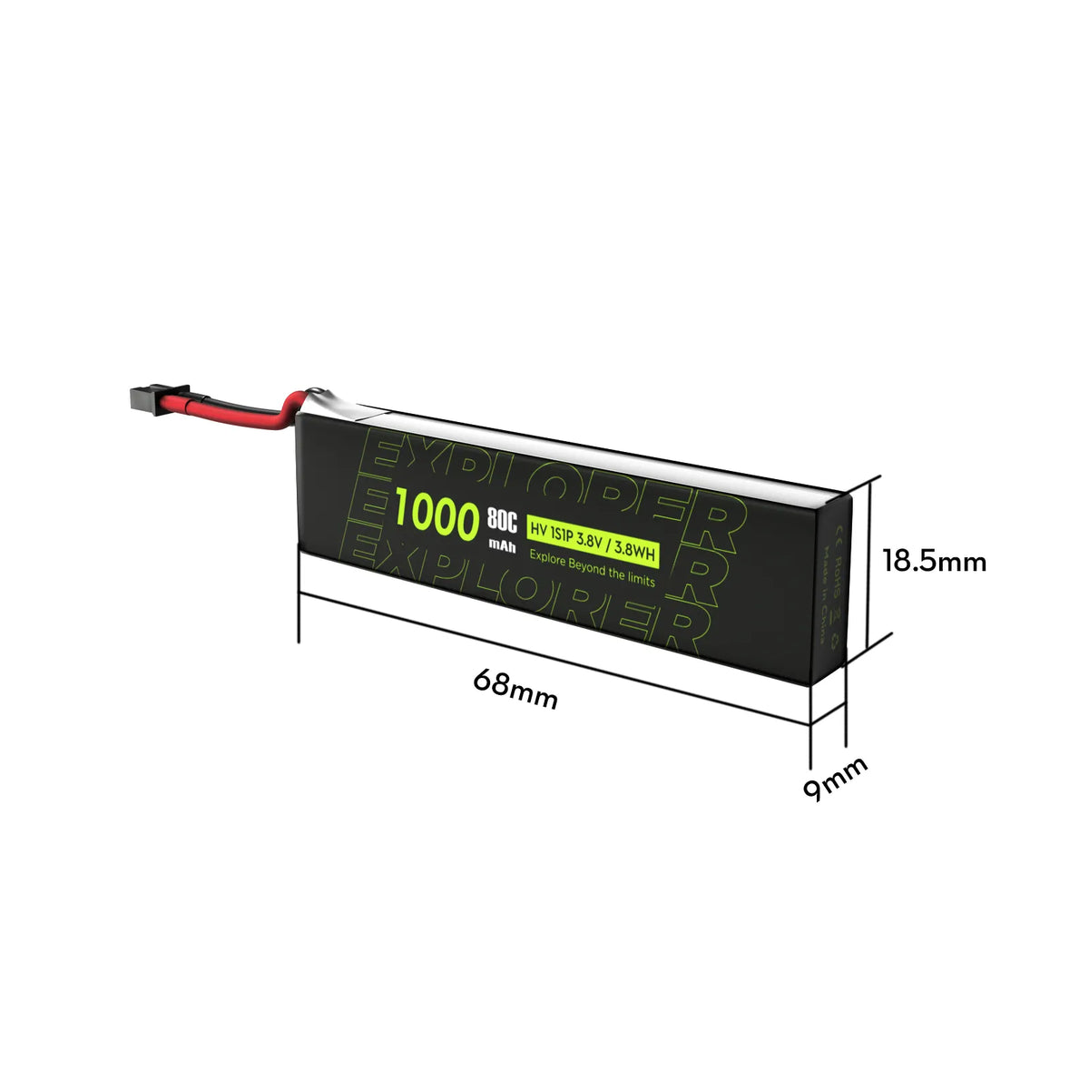 Flywoo Explorer 1S 1000mAh 80C LiHV V2 A30 Plug (4-Pack)