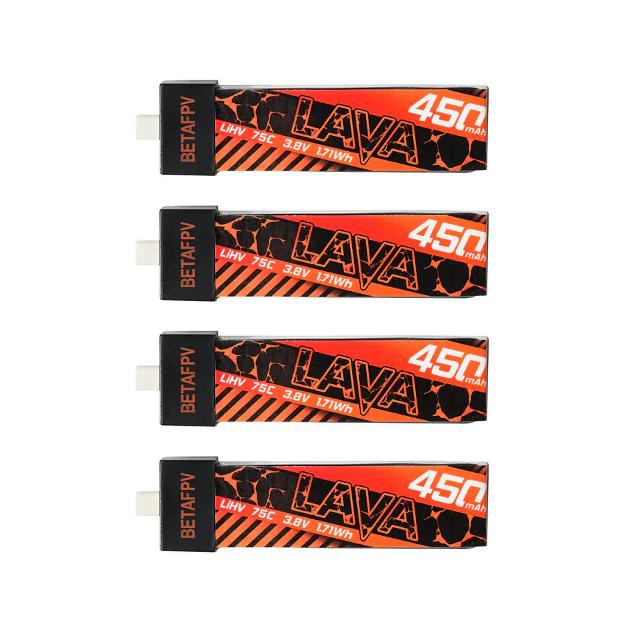 BetaFPV LAVA 1S 450mAh 75C Battery (4-Pack)