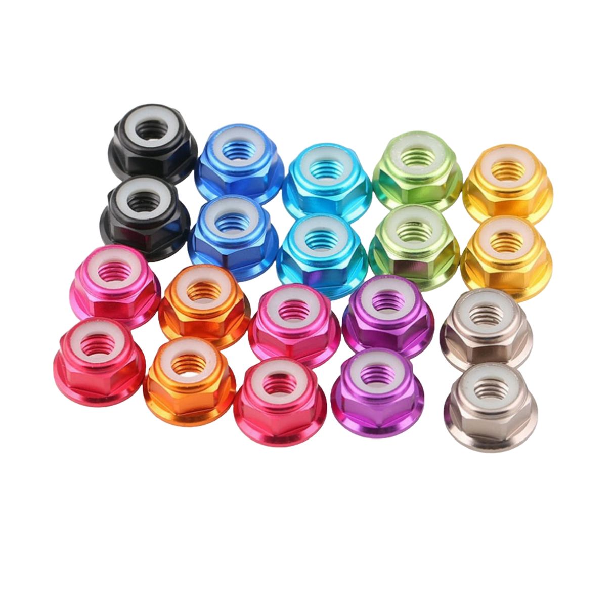 M2 Hex Flange Nuts Silver (50Pcs) - DroneDynamics.ca