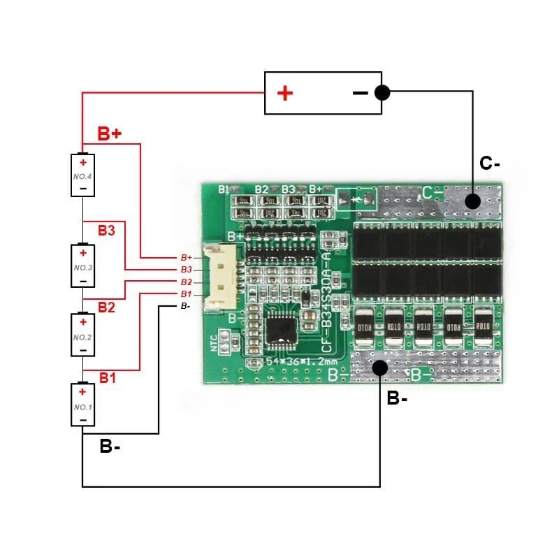 Sequre 4S 30A Lithium Battery 18650 Charger BMS Protection Board