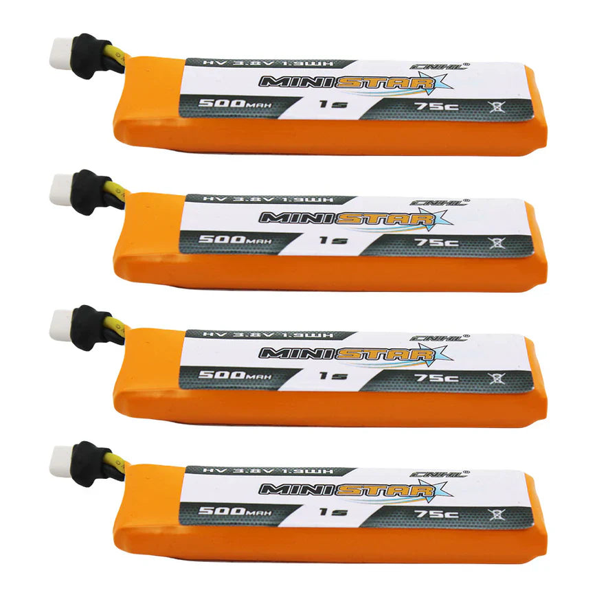 CNHL MiniStar HV 500mAh 3.8V 1S 75C Lipo Battery with BT2.0 Plug (4-Pack)