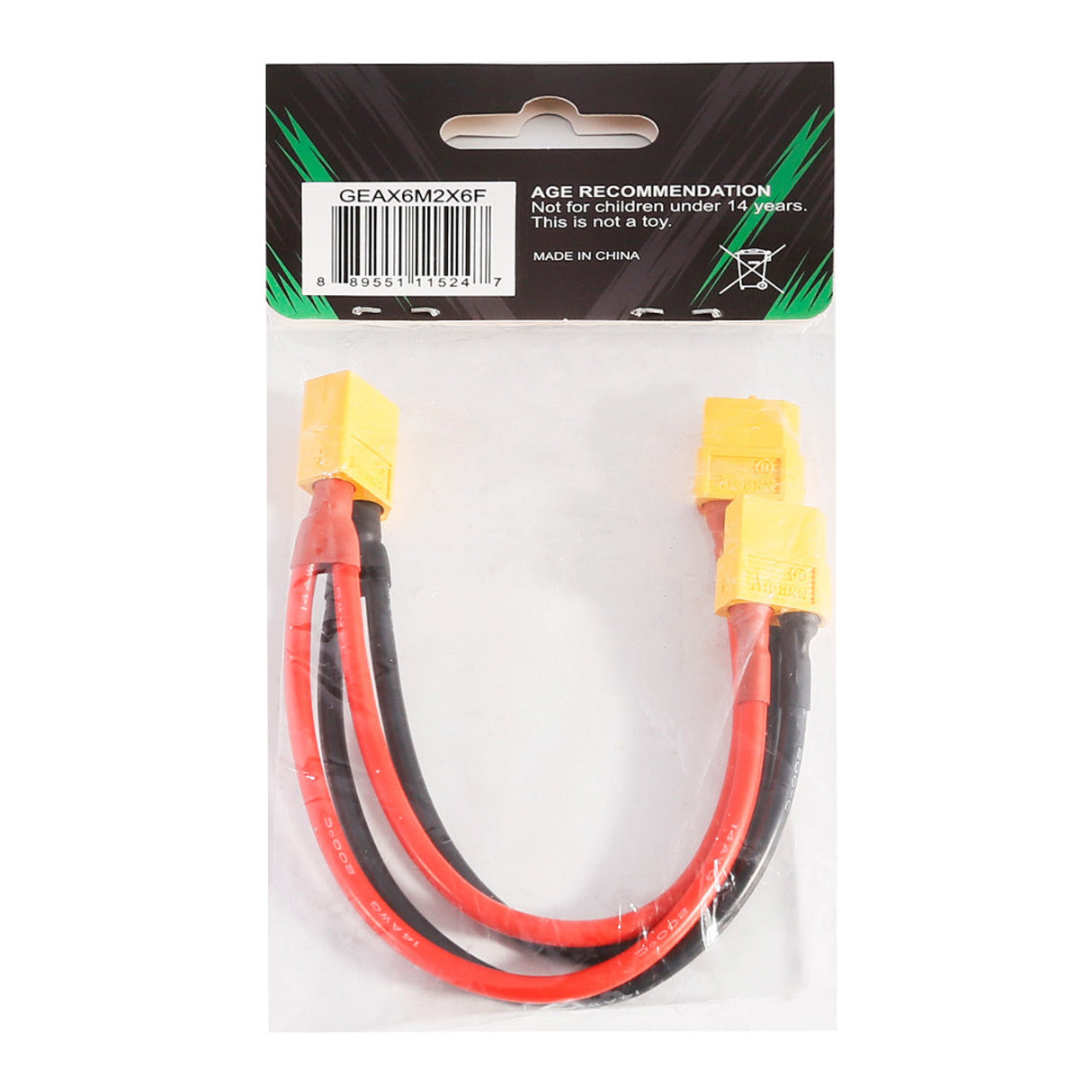 Tattu XT60 male to 2X XT60 Female Adapter AWG#14 150mm