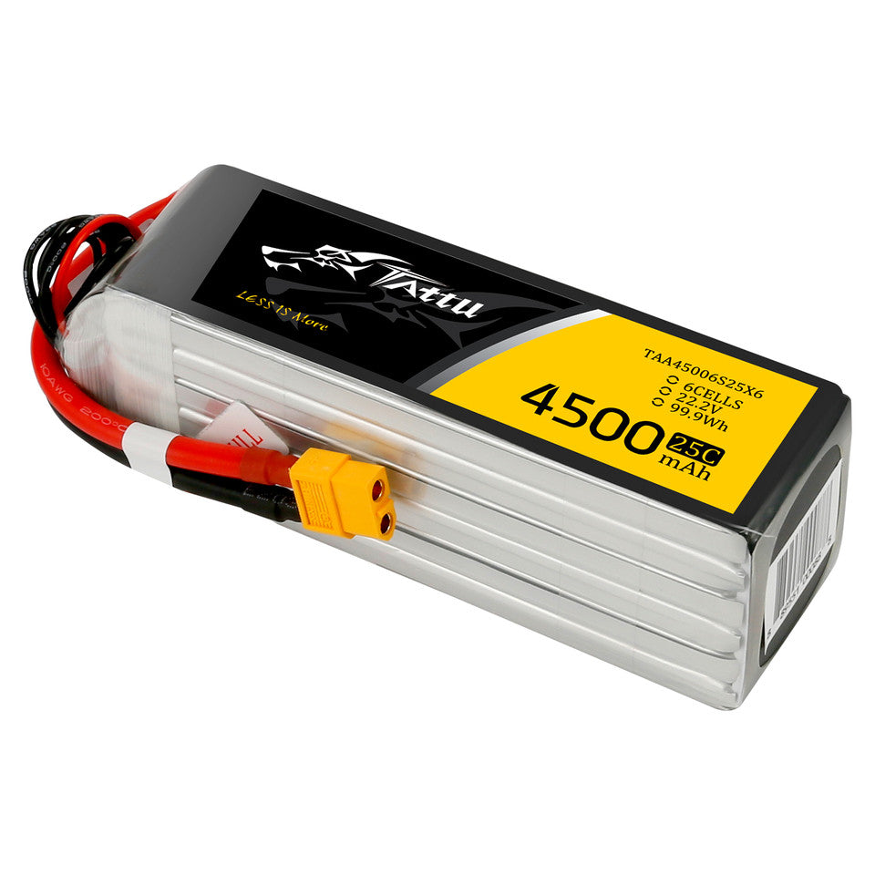 Tattu 4500mAh 6s 25C 22.2V Lipo Battery Pack with XT60 Plug