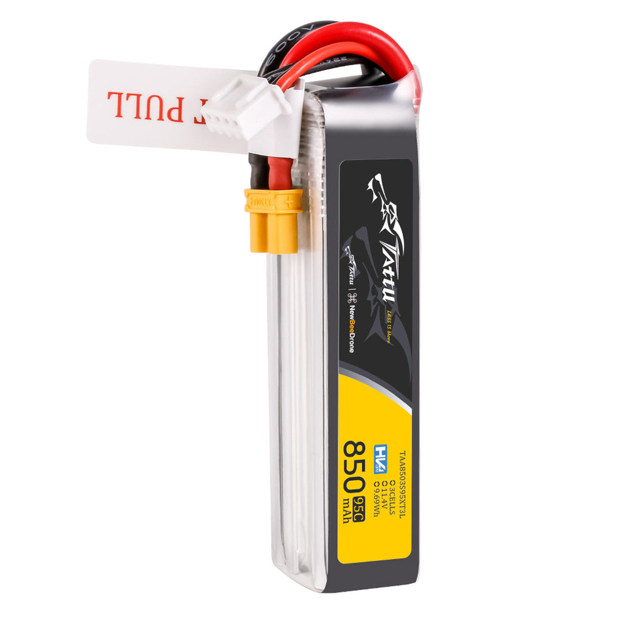 Tattu 850mAh 3S 95C 11.4V HV Lipo Battery Long Pack with XT30 Plug