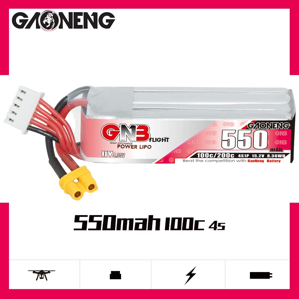 GNB 2S 550mAh AHV 100C XT30 Lipo - DroneDynamics.ca