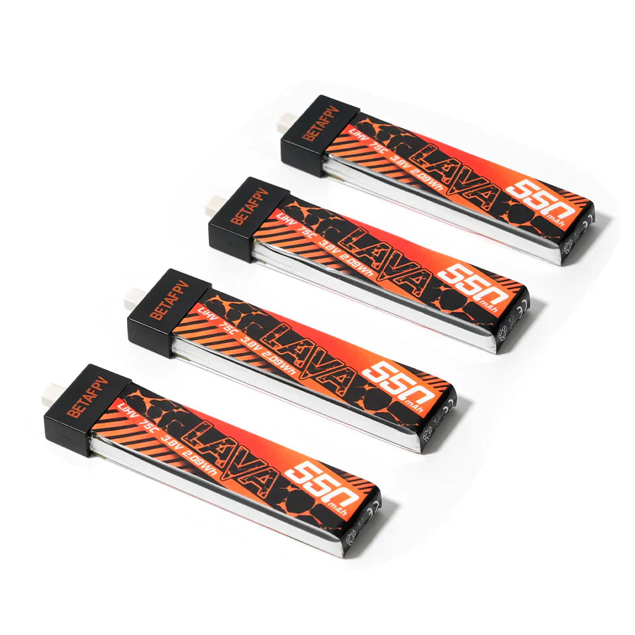 BetaFPV LAVA 1S 550mAh 75C Battery (4-Pack)