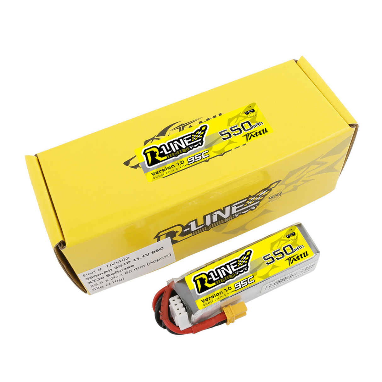 Tattu R-Line 550mAh 11.1V 95C 3S1P Lipo Battery Pack with XT30 Plug - DroneDynamics.ca