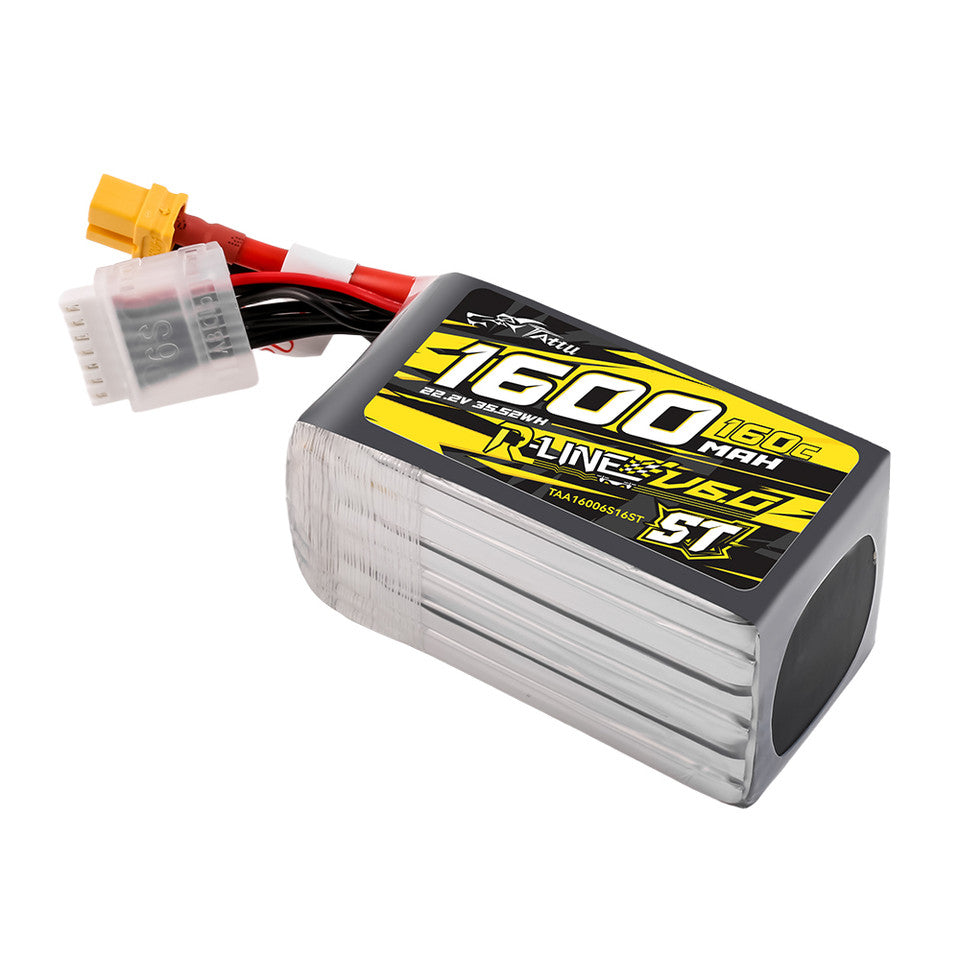 Tattu R-Line Version 6.0 1600mAh 160C 6S 22.2V ST Lipo Battery Pack with XT60 Plug