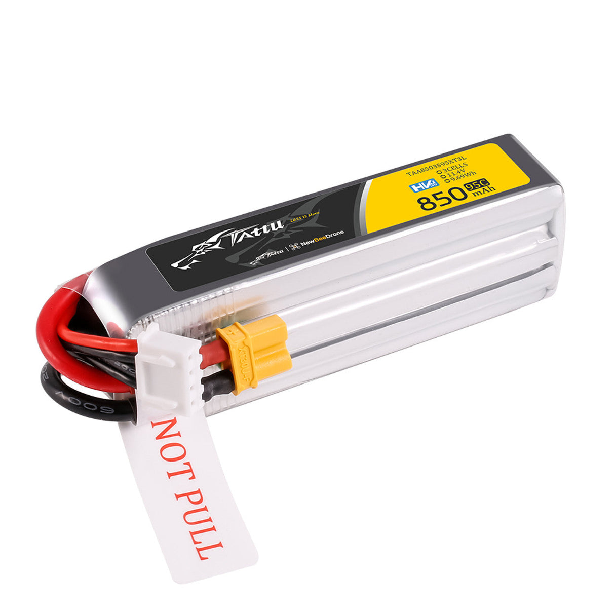 Tattu 850mAh 3S 95C 11.4V HV Lipo Battery Long Pack with XT30 Plug