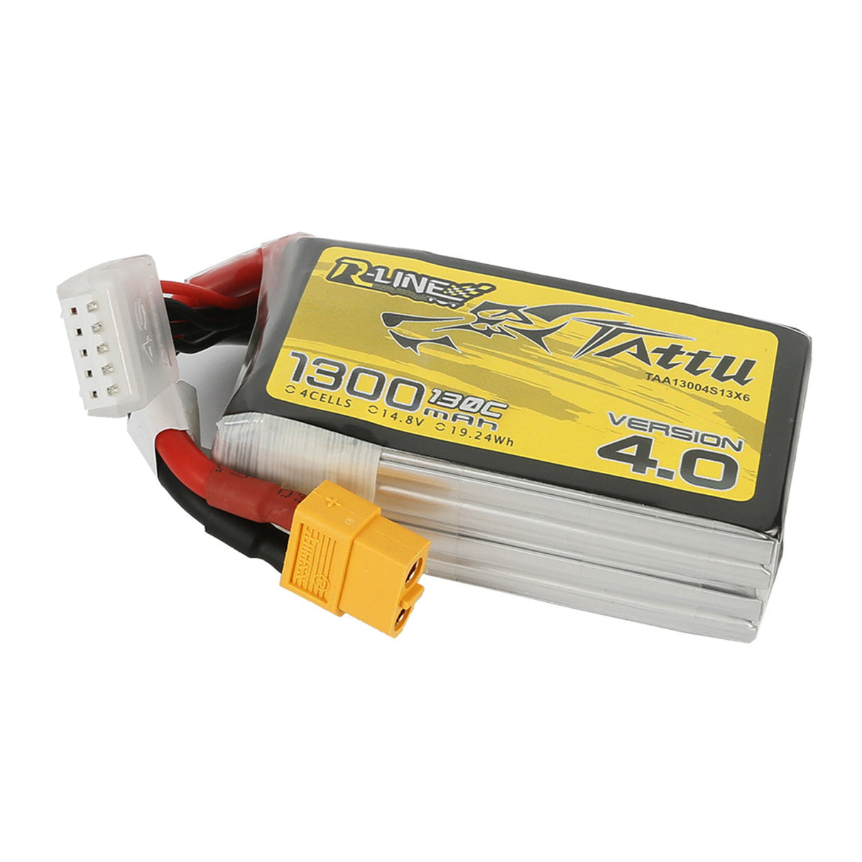 Tattu R-Line Version 4.0 1300mAh 14.8V 130C 4S1P Lipo Battery Pack With XT60 Plug - DroneDynamics.ca