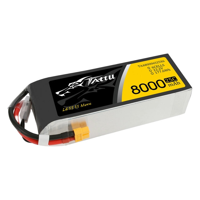 Tattu 22.2V 25C 6S 8000mAh Lipo Battery Pack with XT60 Plug - DroneDynamics.ca