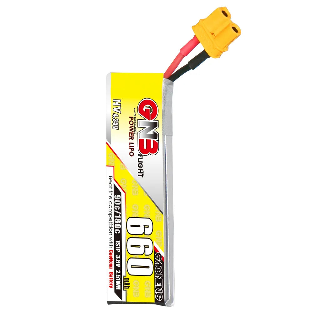 GNB LiHV 1S 3.8V 660mAh 90C XT30 Cabled LiPo Battery