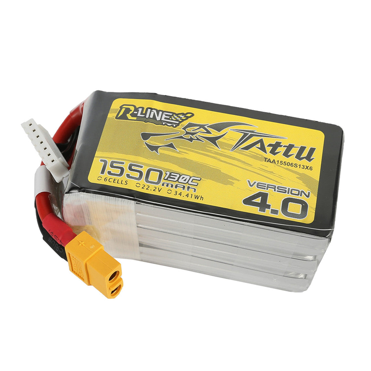 Tattu R-Line Version 4.0 1550mAh 22.2V 130C 6S1P Lipo Battery Pack With XT60 Plug - DroneDynamics.ca