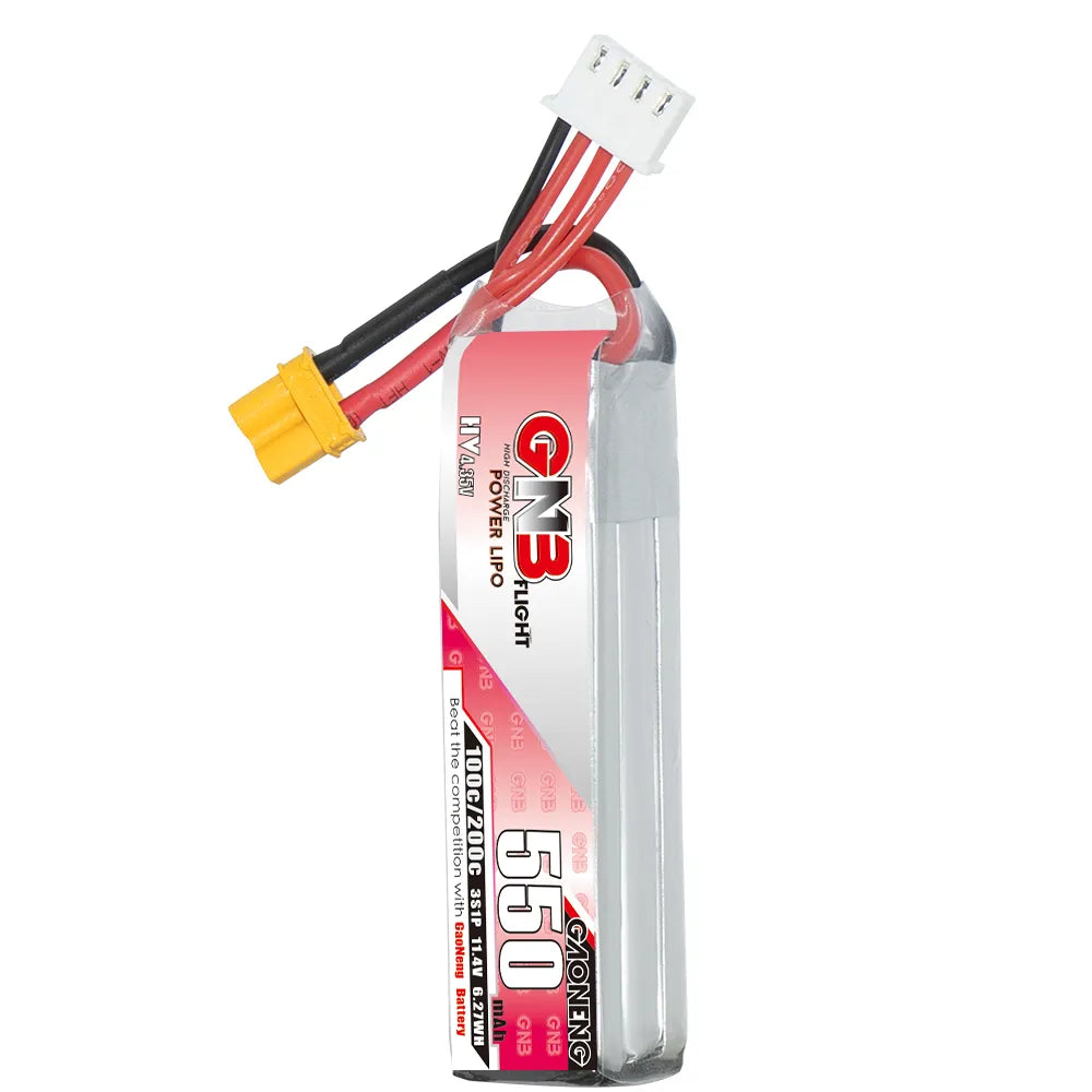 GAONENG GNB LiHV 3S 11.4V 550mAh 100C XT30 LiPo Battery Long Type