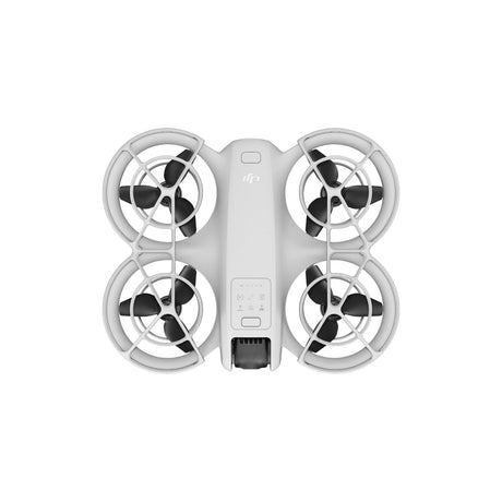 A direct above view of the DJI Neo with propeller guard installed