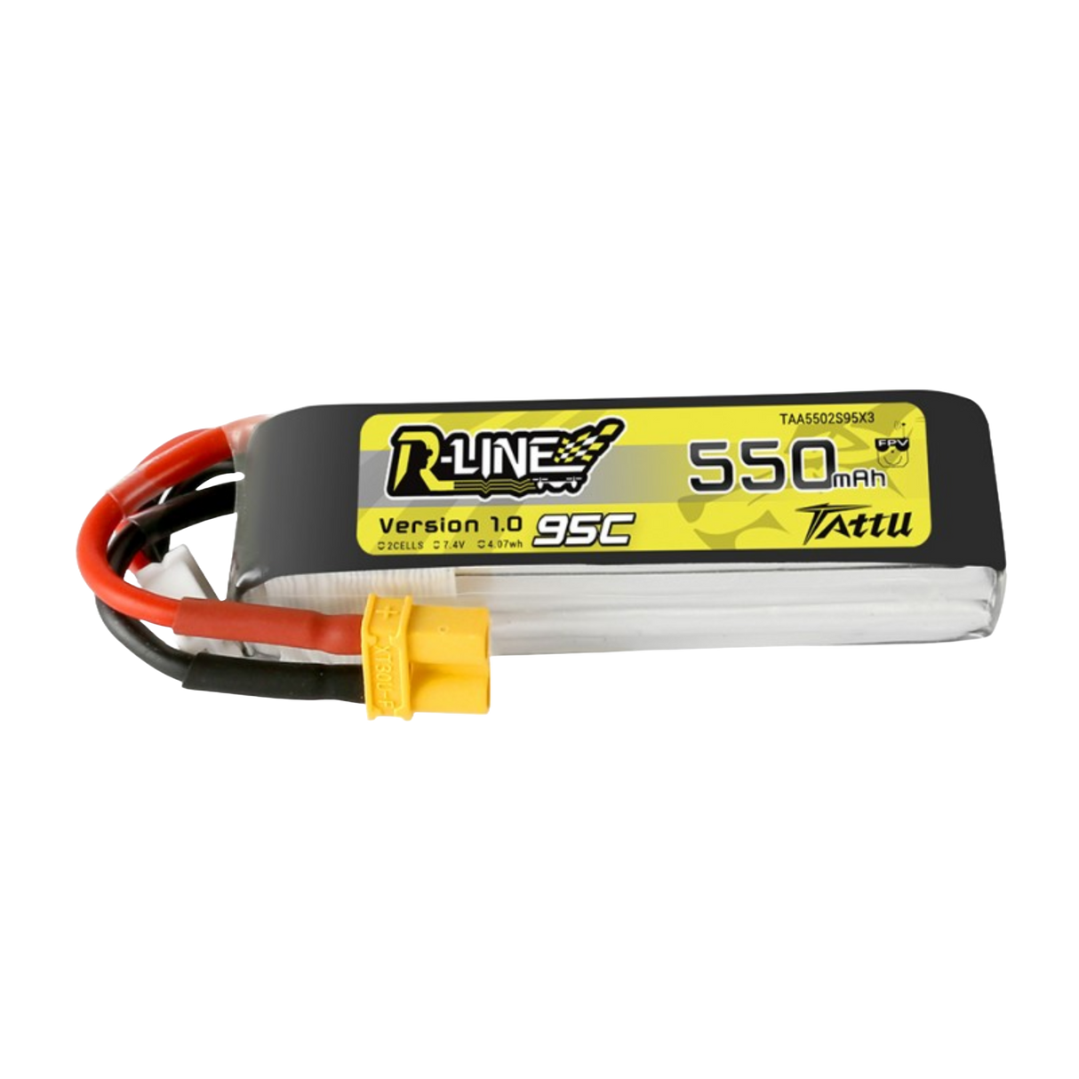 Tattu R-Line 550mAh 7.4V 95C 2S1P Lipo Battery Pack with XT30 Plug - DroneDynamics.ca
