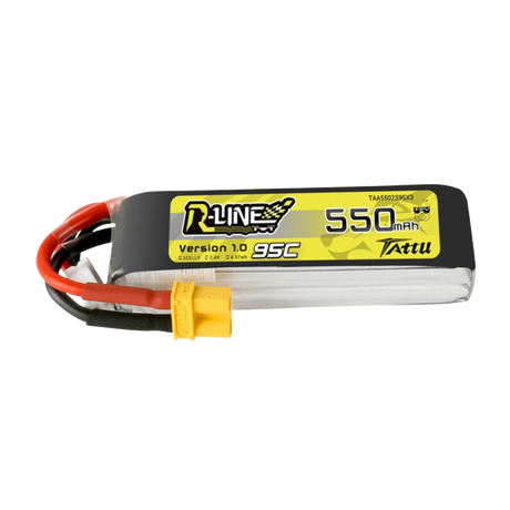 Tattu R-Line 550mAh 7.4V 95C 2S1P Lipo Battery Pack with XT30 Plug - DroneDynamics.ca