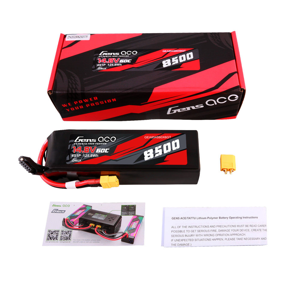 GensAce 4S 8500mAh 60C 14.8V G-tech Lipo Battery Pack with XT60