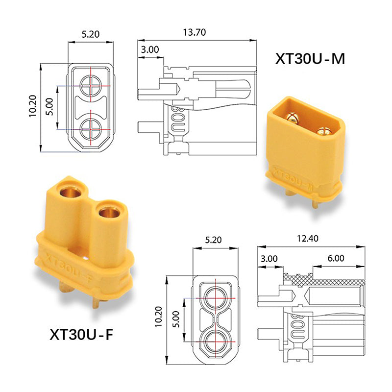 RJX XT30U Connector Male and Female (5-Pairs)