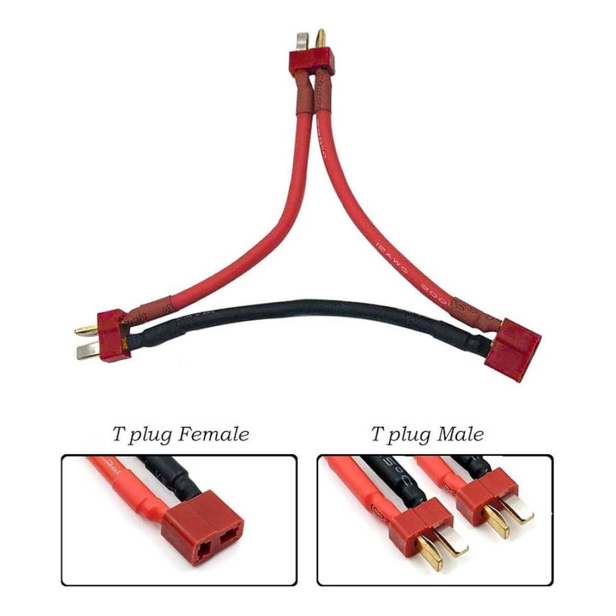 Deans 2P Battery Harness 2 for Parallel Batteries 14AWG (10cm) - DroneDynamics.ca