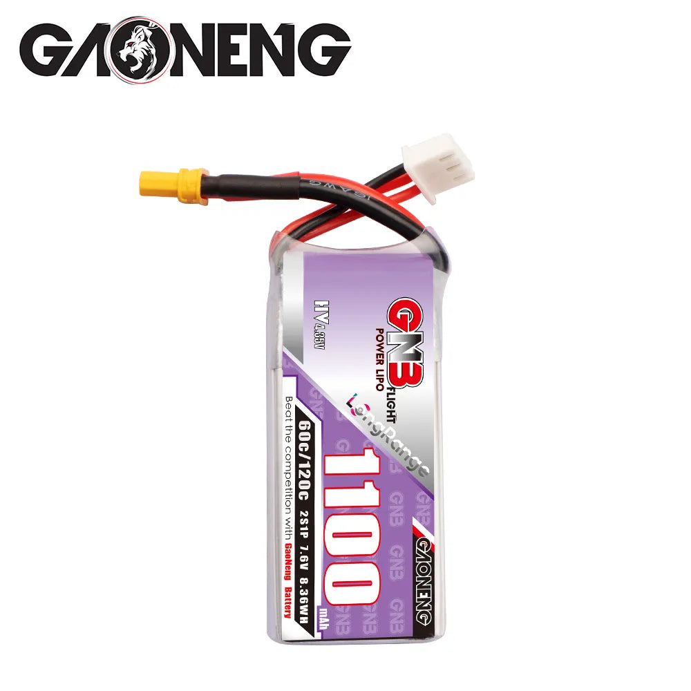 GNB LiHV 2S 7.6V 1100mAh 60C XT30 LiPo Battery Long Range
