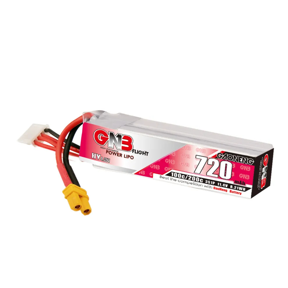 GAONENG GNB LiHV 3S 11.4V 720mAh 100C XT30 LiPo Battery