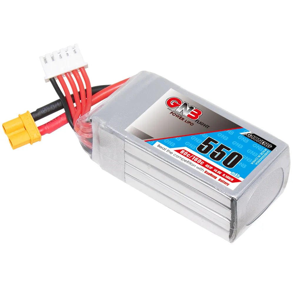 GNB 4S 14.8V 550mAh 80C XT30 LiPo Battery Square Type