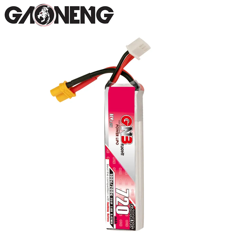 GNB LiHV 2S 7.6V 720mAh 100C XT30 LiPo Battery