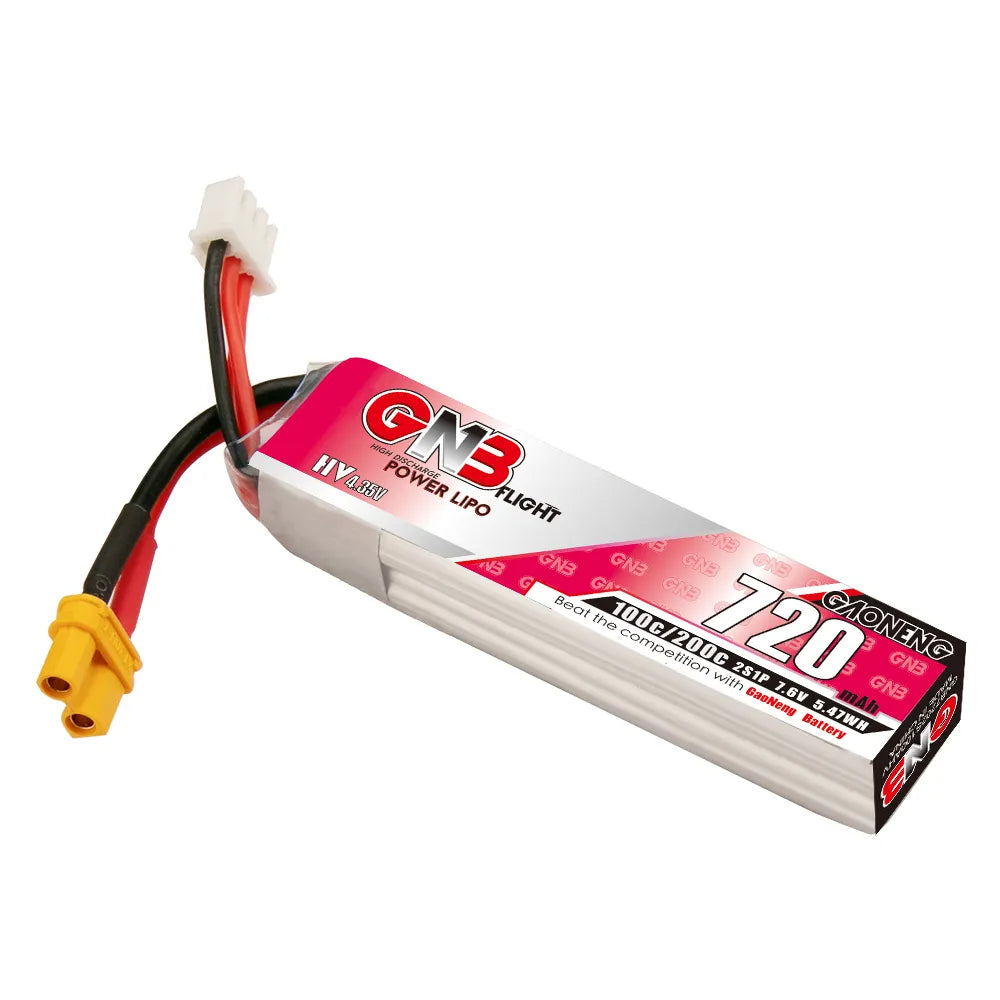 GNB LiHV 2S 7.6V 720mAh 100C XT30 LiPo Battery