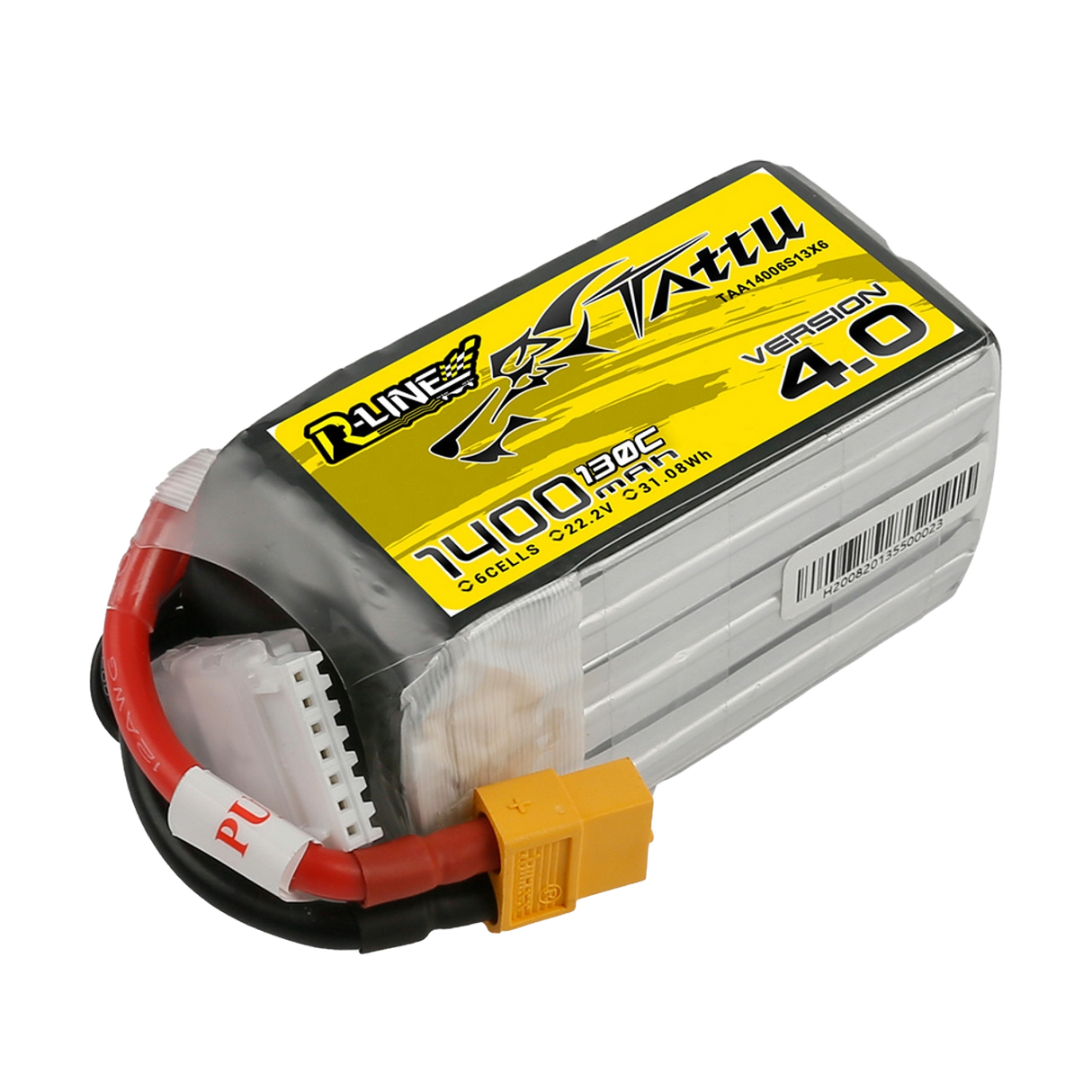 Tattu R-Line Version 4.0 1400mAh 22.2V 130C 6S1P Lipo Battery Pack with XT60 Plug - DroneDynamics.ca
